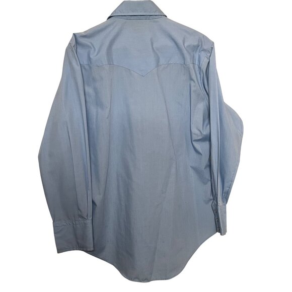 VTG Miller Western Pearl Snap Shirt Light Blue Long Sleeve 70s Style Mens Large - Picture 2 of 15